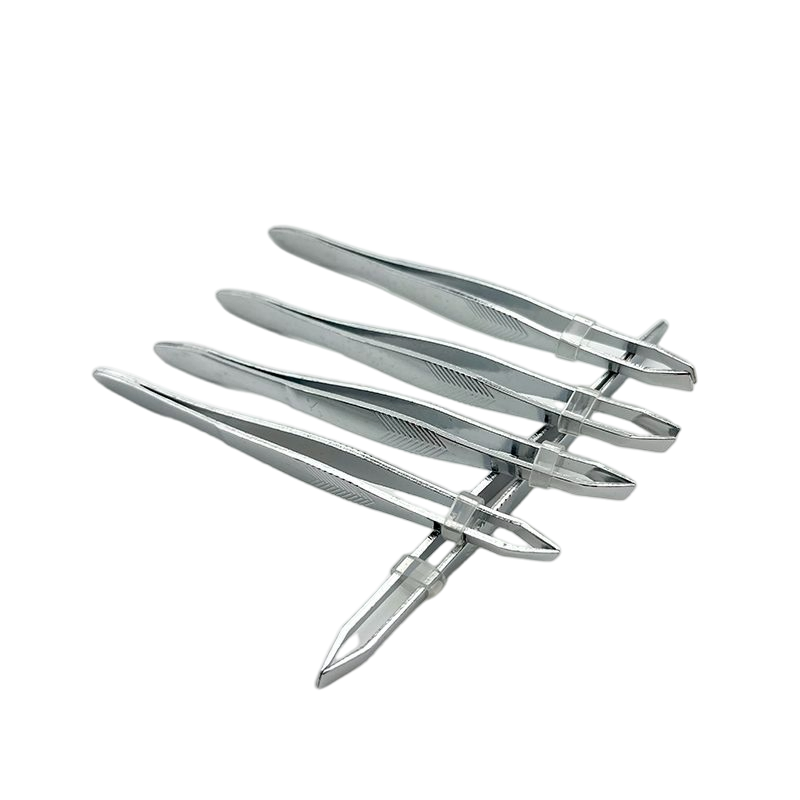 Beauty Makeup Tool Silver Flat Slanted Stainless Steel Eyebrow Tweezer