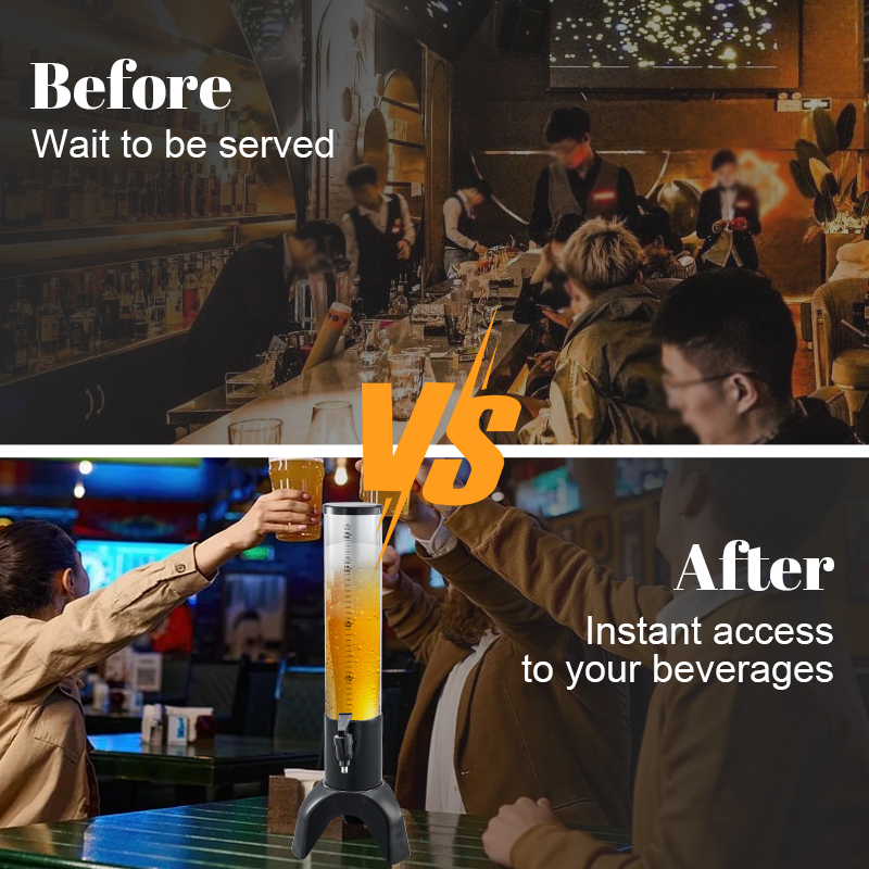 Daosheng Wholesale High Quality Yellow Beer Tower 1.5L 3L Drinking Beverage Beer Tower Dispenser Rack