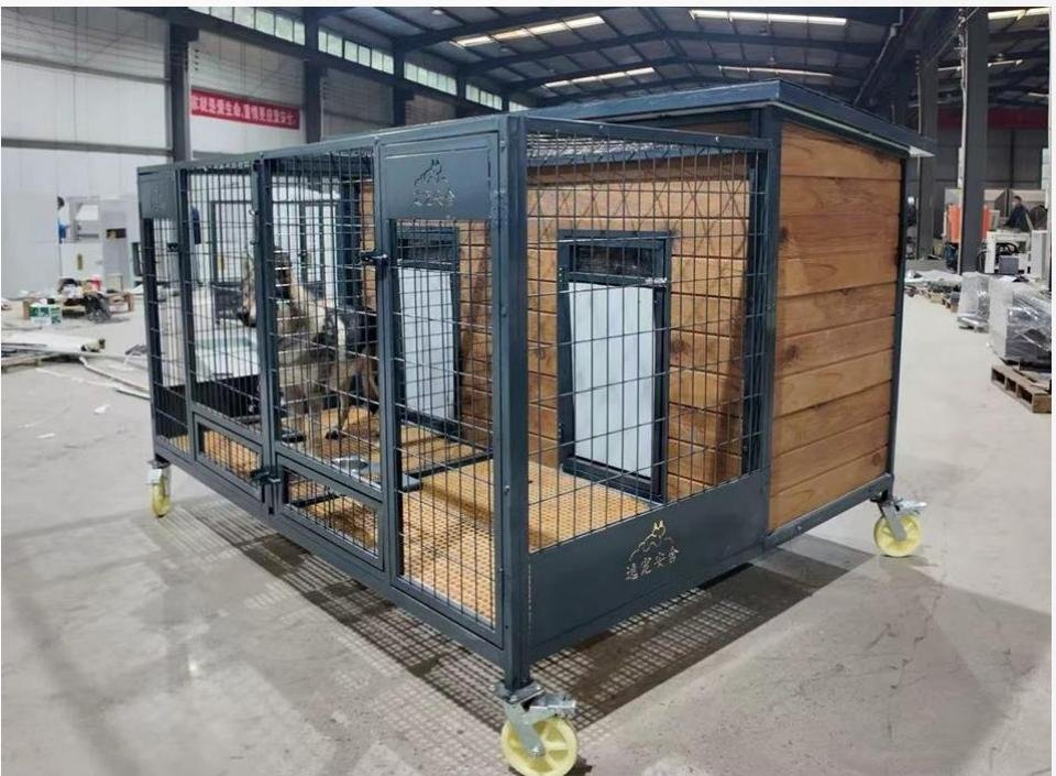 Wood Dog Cage Large Dog House Rain and Sun Protection with Stairs