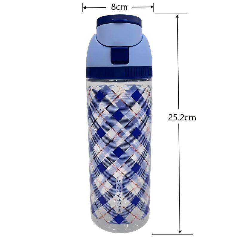 New Arrival BPA Free Fitness Sports Water Bottle Double Drinking Straw Transparent Plastic Pop-up Lid for Tours Travel Fruit Cup