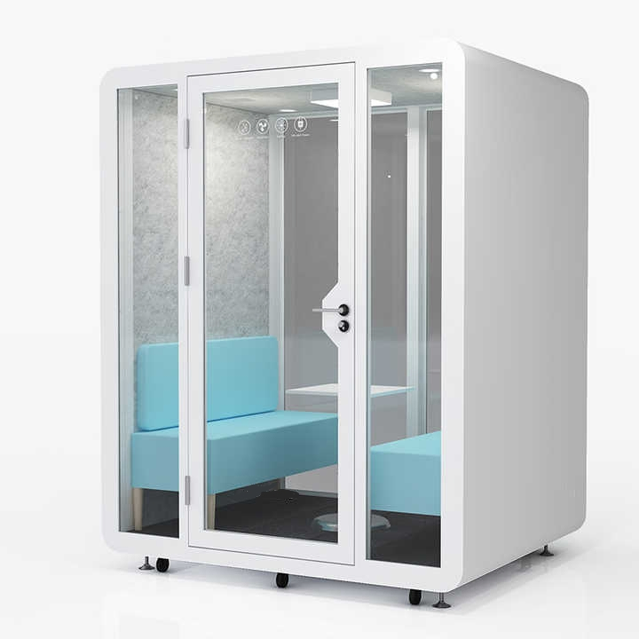 Modern Eco-Friendly 4-Layer Soundproof Steel Frame Office Pod Acoustic Silent Cabin for 4 People Easy-to-Assemble Modular