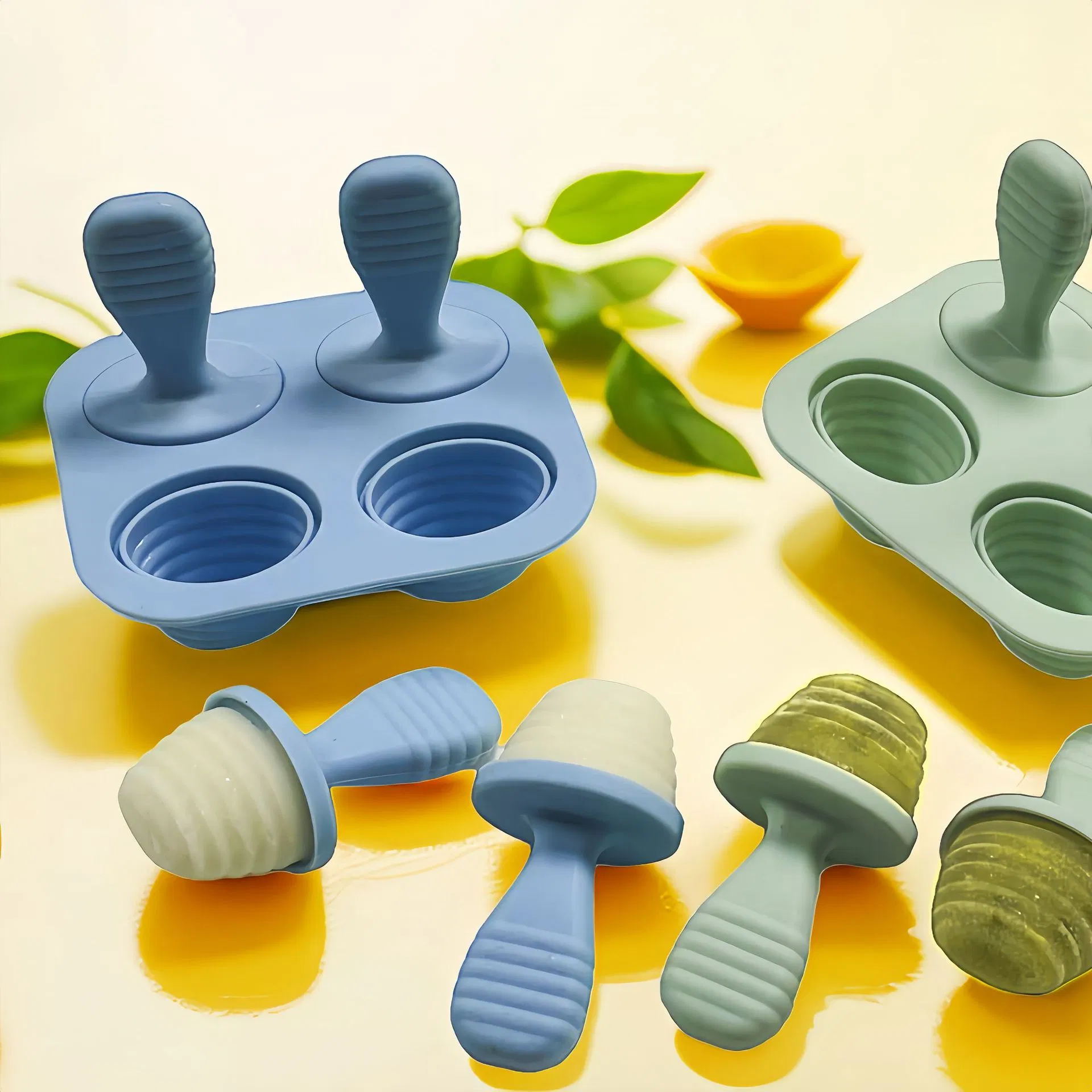 New Ice Cream Mold Baby Food Box Silicone Ice Grid Ice Cream Stick Mold DIY Children's Homemade Ice Cream Mold