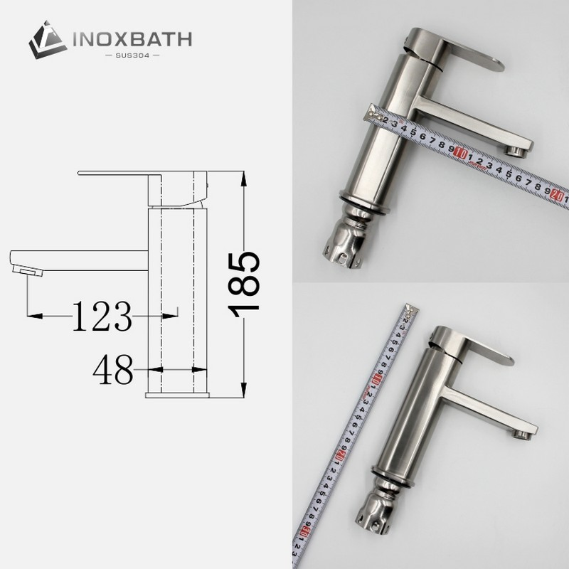 Смеситель для раковины из нержавеющей стали, хром