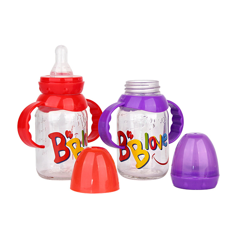 120ml Glass Feeding Baby Bottle with Silicone Nipple Glass Feeding Bottle Wholesale