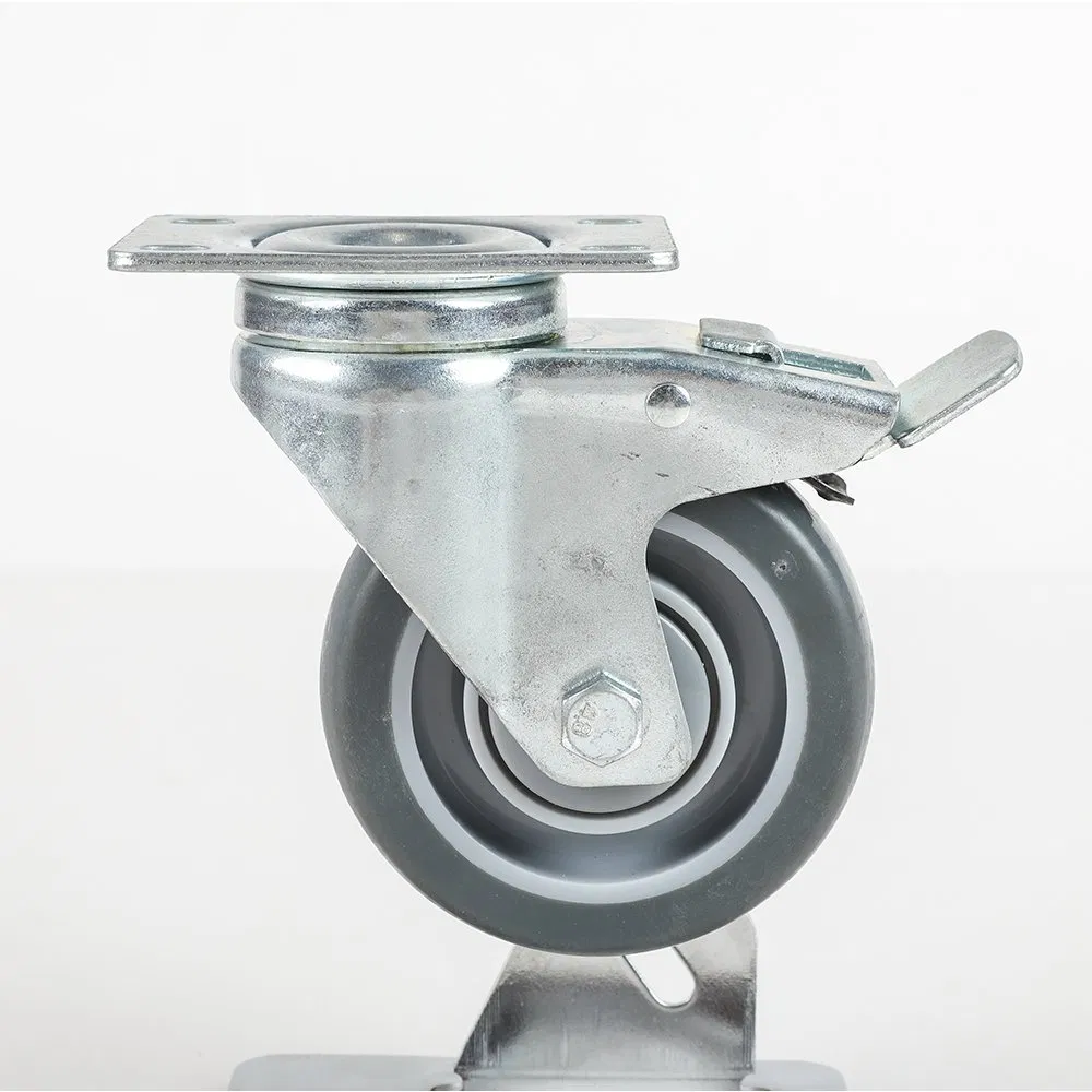 Silent TPR Double-Bearing Swivel Caster - Brake Equipped Universal Wheel