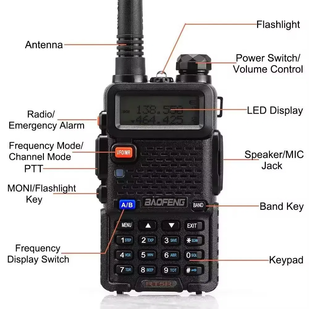 Портативная рация Baofeng UV-5R, 5 км
