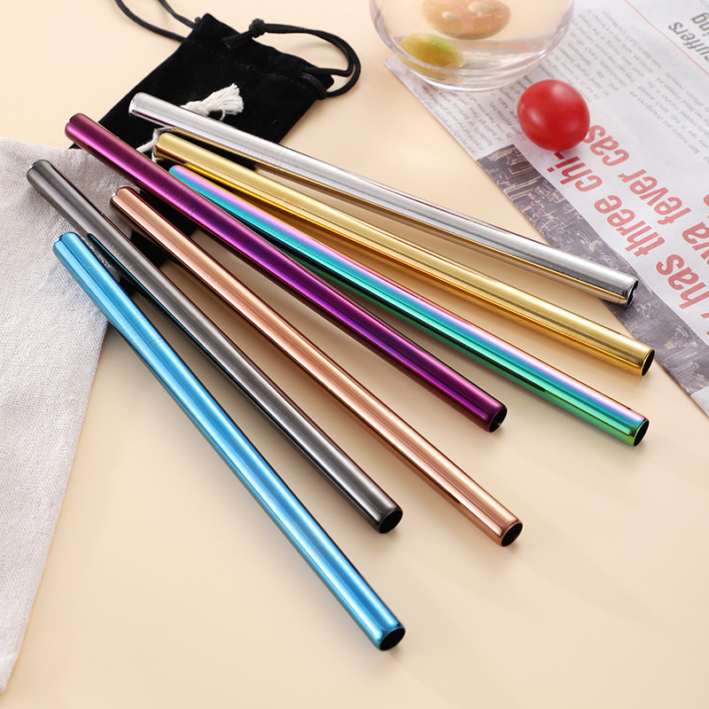 Manufacturer Reusable Bar Accessories 304 Metal Stainless Steel Drinking Straws with Customized Logo Packing