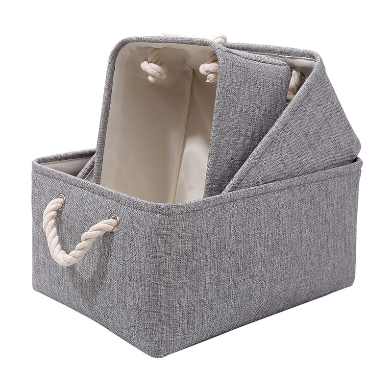 Wholesale Thick Cotton and Hemp Home Fabric Folding Laundry Basket