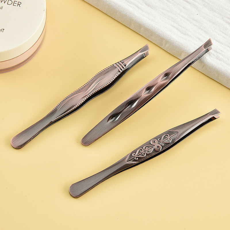 Private Label Easy Grip Slant Beard Hair Remover Eyebrow Mirror Finish Tweezers