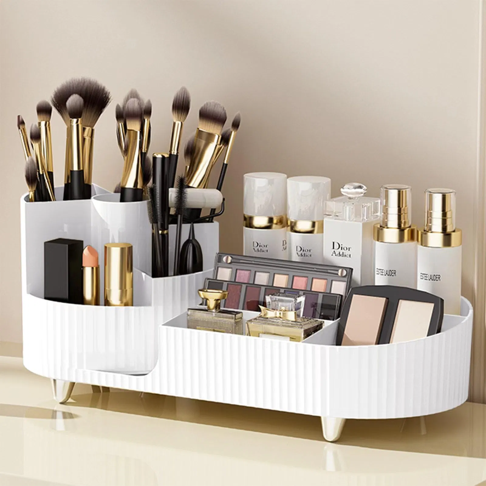 Rotating Makeup Organizer Large Capacity Cosmetic Display Case Easy to Hold