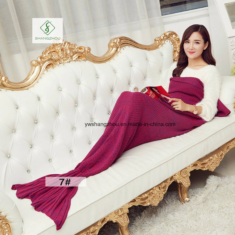 180cm*90cm Crochet Mermaid Tail Blanket Soft Sleeping Bag Knitted Blanket