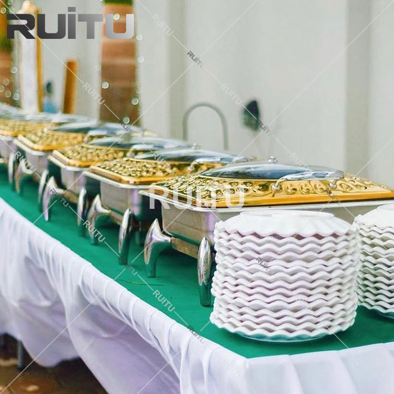 Other Hotel & Restaurant Supplies Buffet Accessories Stainless Steel Electric or Fuel Heating Food Warmer 6L Chaffing Dishes Catering Serving Gold Chafing Dish