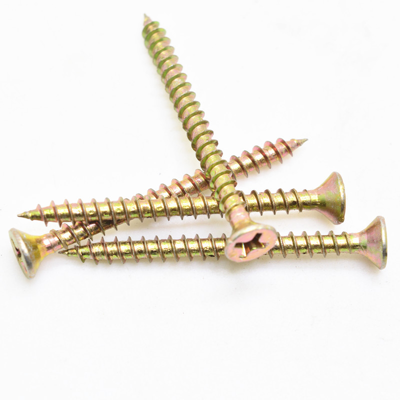 Yellow Galvanized Countersunk Head Pozidriv Drive Steel Metal Self Tapping Screws/Chipboard Screw