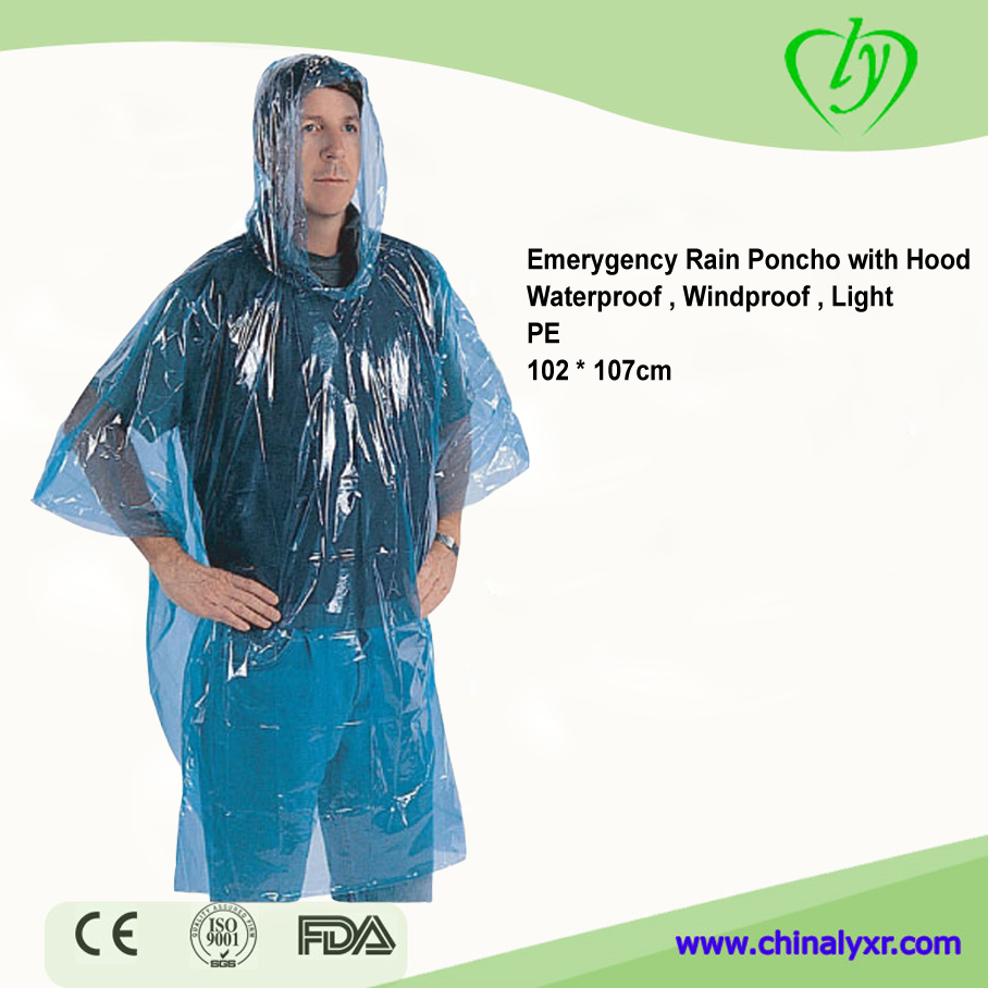 Camouflage PVC Plastic Poncho with Hood