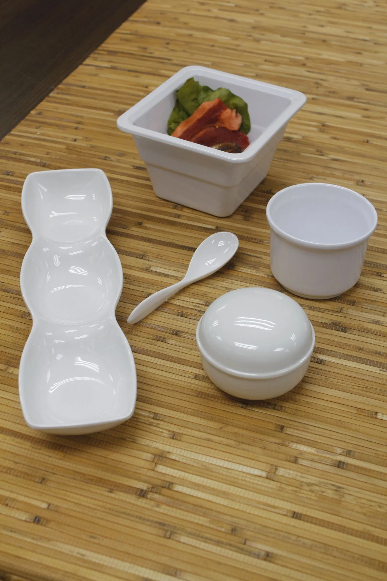 3-Divided Sauce Dish Restaurant Hotel Melamine Tableware Large Divider Plate