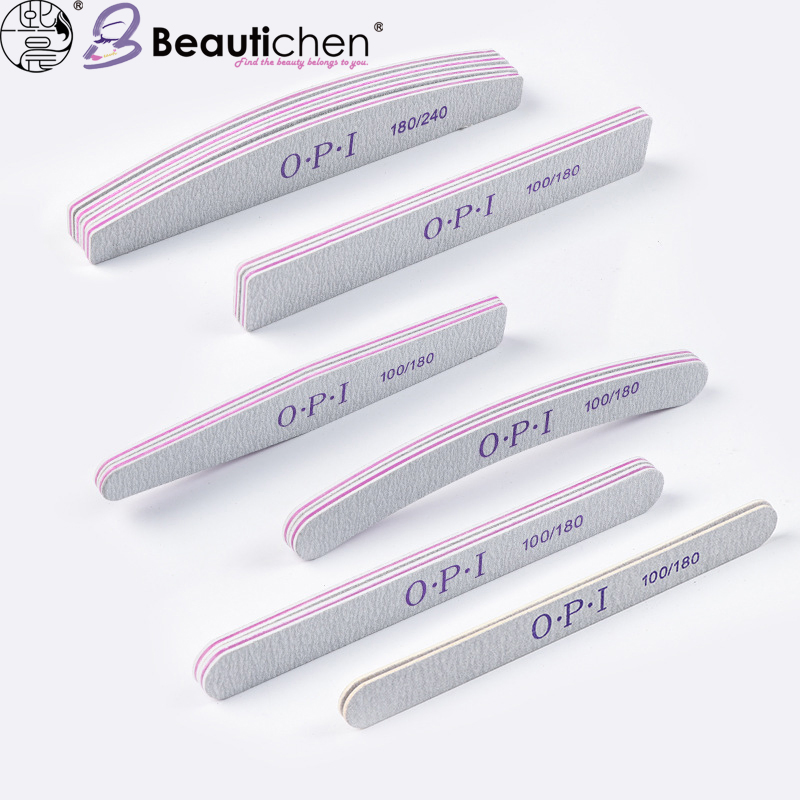 Beautichen Double-Sided Nail Files – 100/180 & 180/240 Grit Emery Boards for Nail Shaping and Smoothing – Gray Surface with Pink Edge
