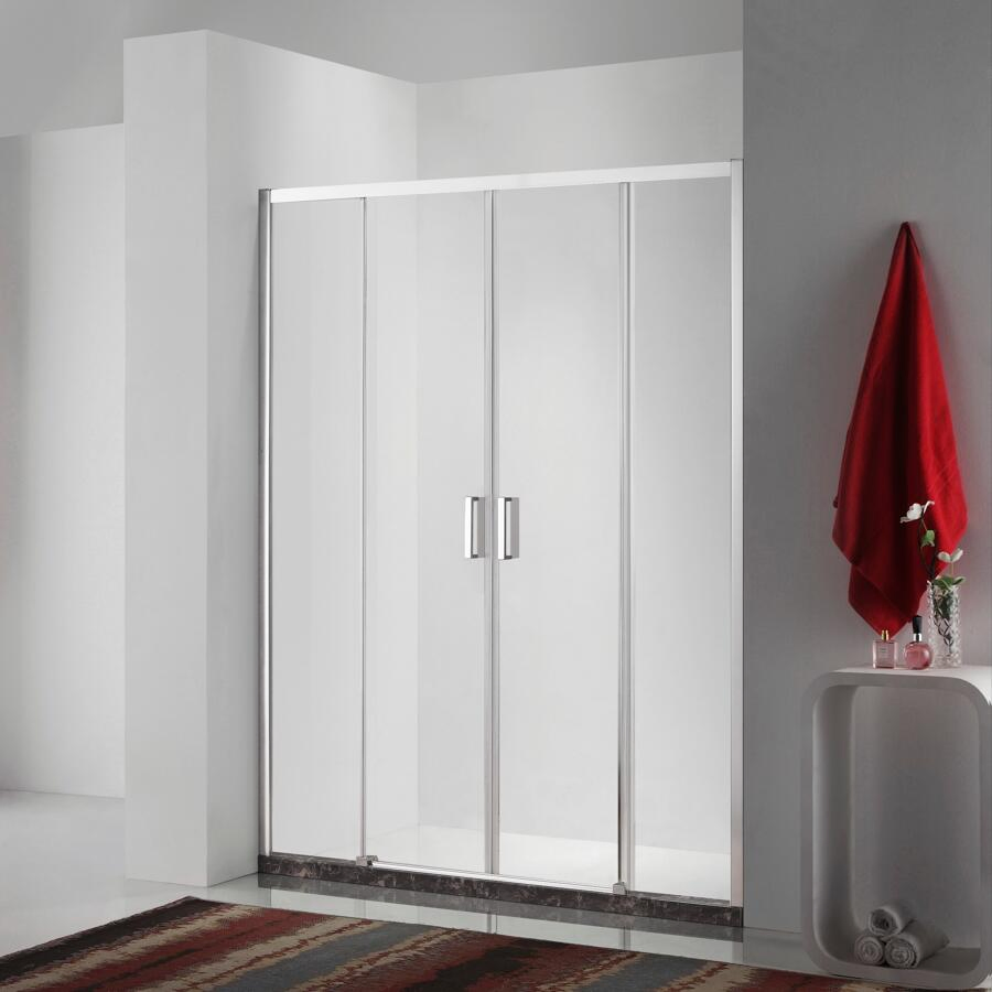 Sanitaryware Sliding Shower Screen with Matt Black Aluminum Frame