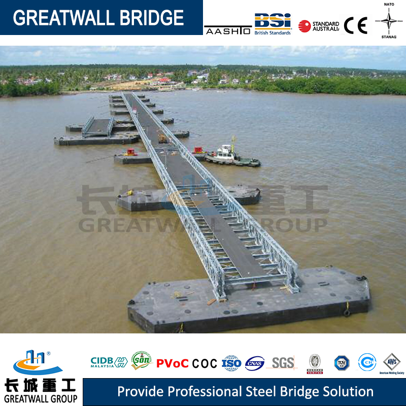 Bailey Type Pontoon Floating Bridge for Emergency and Temporary Traffic Needs