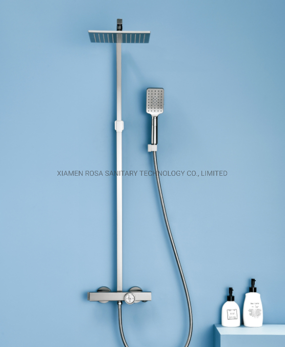 Bathroom Thermostatic Rain Shower System Brushe Gold Shower Bar