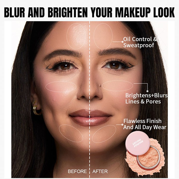 Private Label Long-Lasting Oil Control Loose Setting Powder Custom Logo Talc-Free Pink Blurring Makeup Makeup Setting Powder