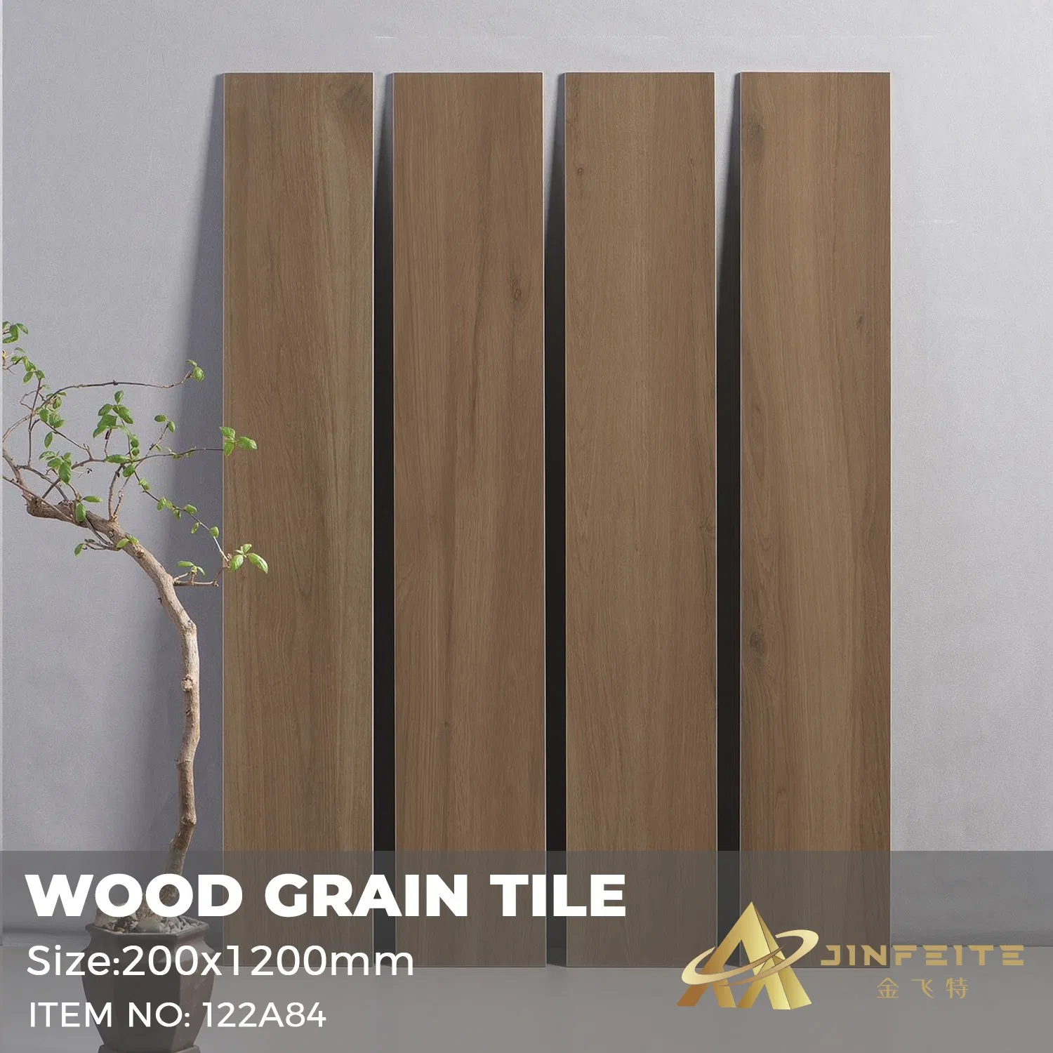 Керамогранитная плитка Ash Grey 200x1200 мм для пола и стен