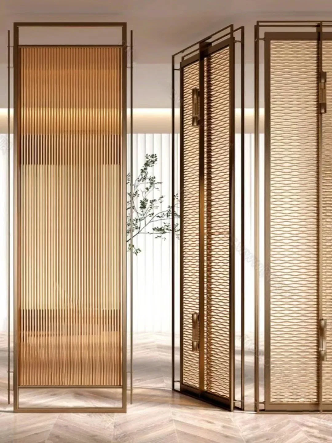 Custom Stainless Steel Wall Decoration Metal Gold Screens Room Dividers Partitions Screen