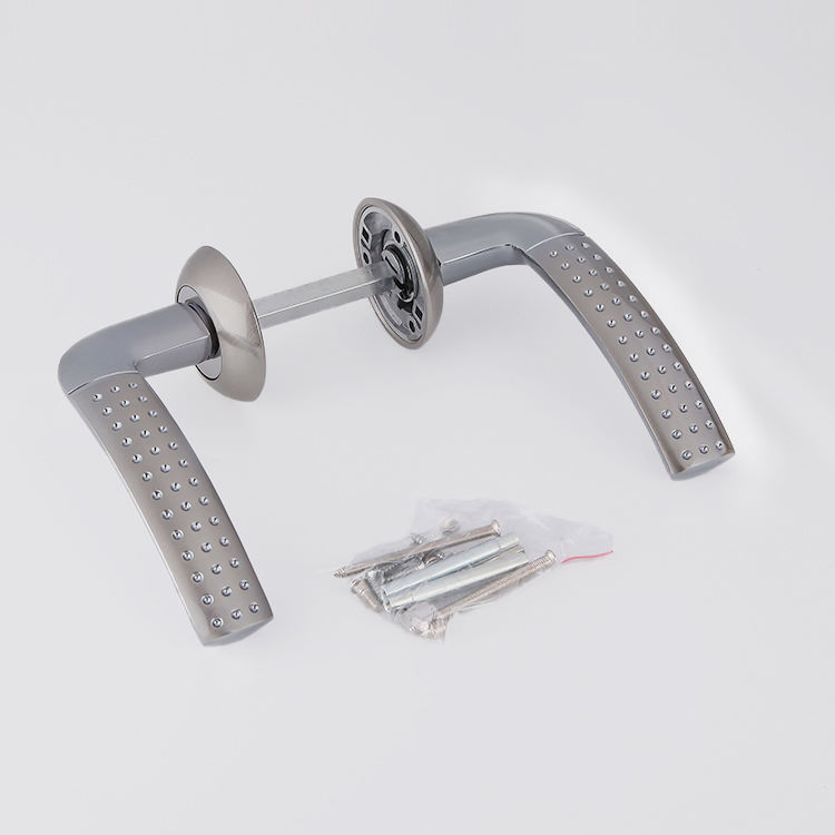 Silver White Round Rosette Zinc Alloy Hardware Pull Bathroom Door Handle