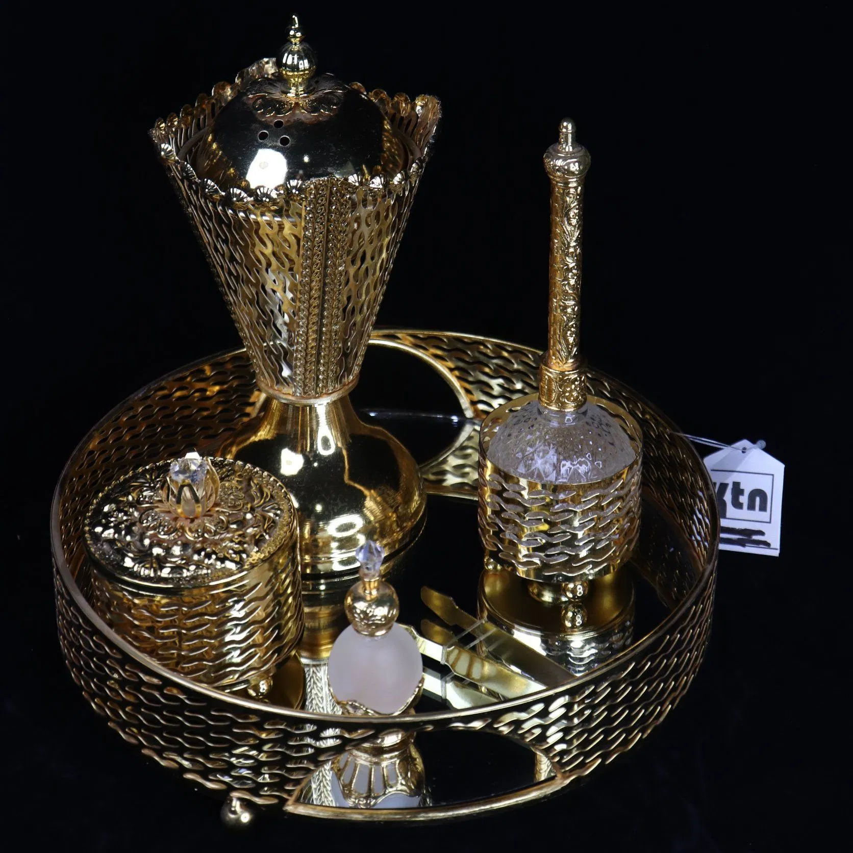 Elegant Dubai Metal Incense Burner Set with Iron Frame Decoration Burner Set