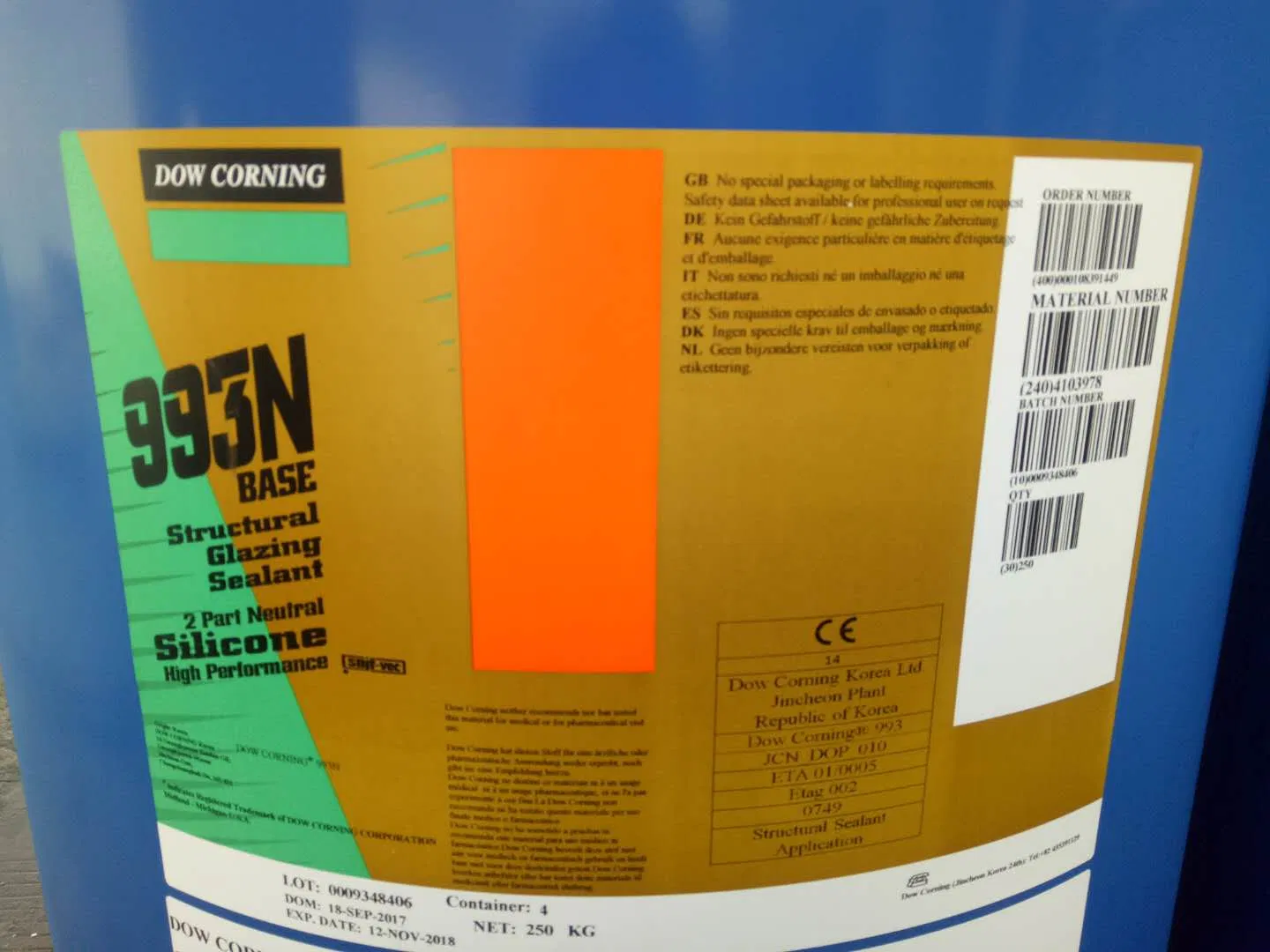 Dow Corning 993n Two Component Structural Glazing Sealant