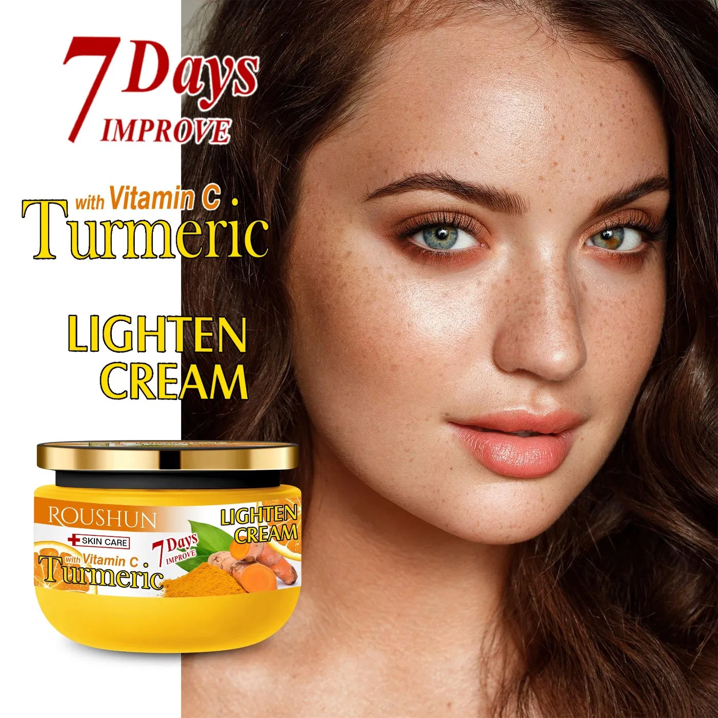 Roushun Turmeric with Vitamin C Face Cream 7days Improve Lighten Whitening Cream