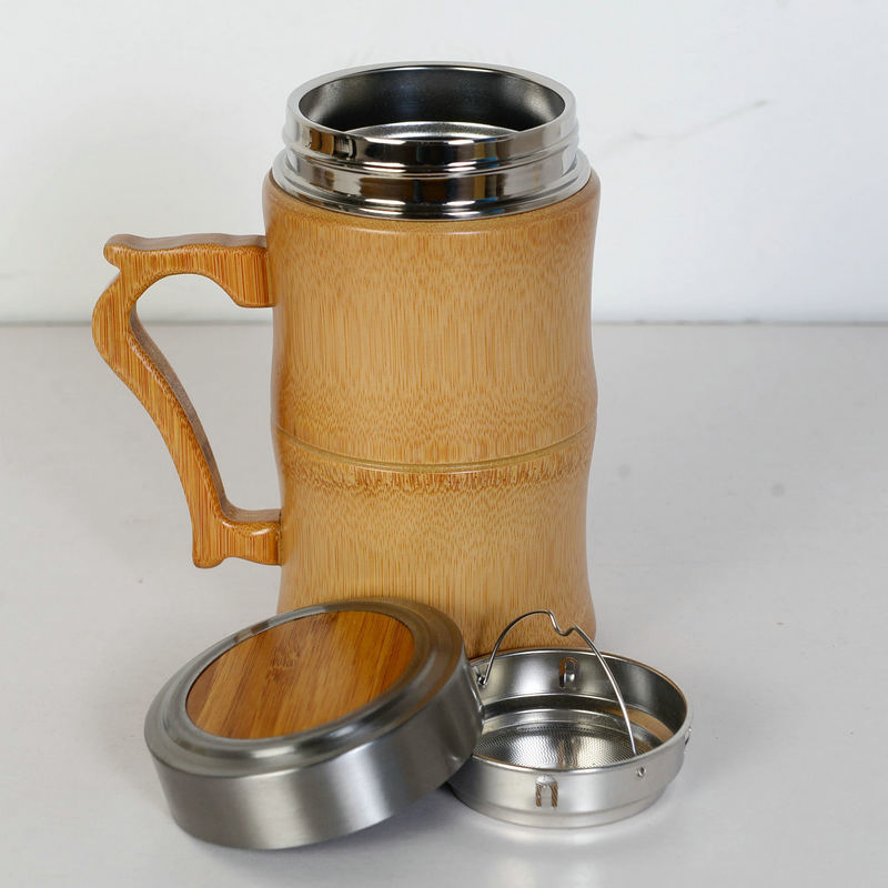 Customize Logo 304 Stainless Steel Bamb Oo Cups 500ml 16oz Travel Mugs Coffee Cup with Lid