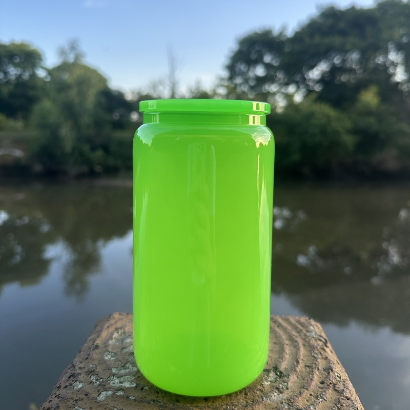 Неоновые стеклянные банки 16oz для сублимации с крышкой