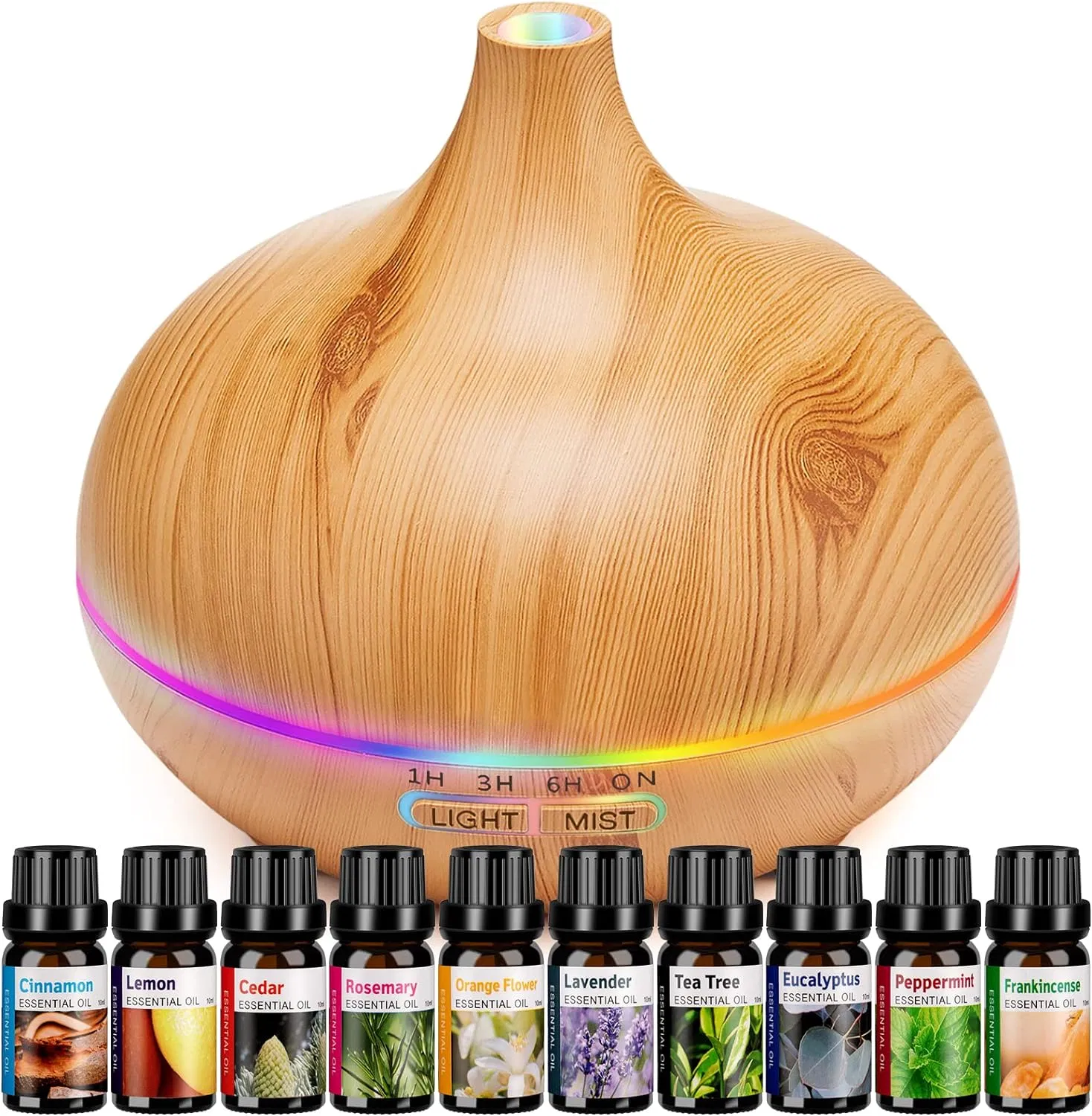 Aroma Diffusers for Essential Oils Large Room with 10 Essential Oils, Ultrasonic Aromatherapy Diffuser for Home Bedroom, Cool Mist Humidifier Vaporizer