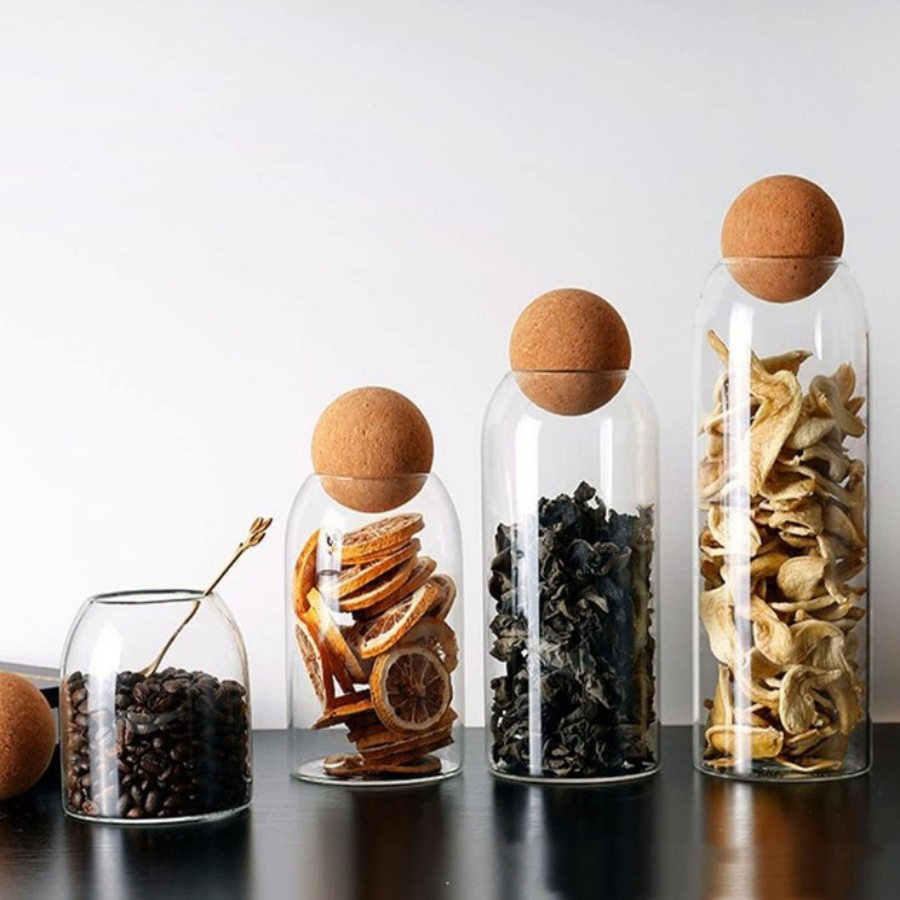 Glass Storage Container with Cork Ball Jars Kitchenware Glass Bottle