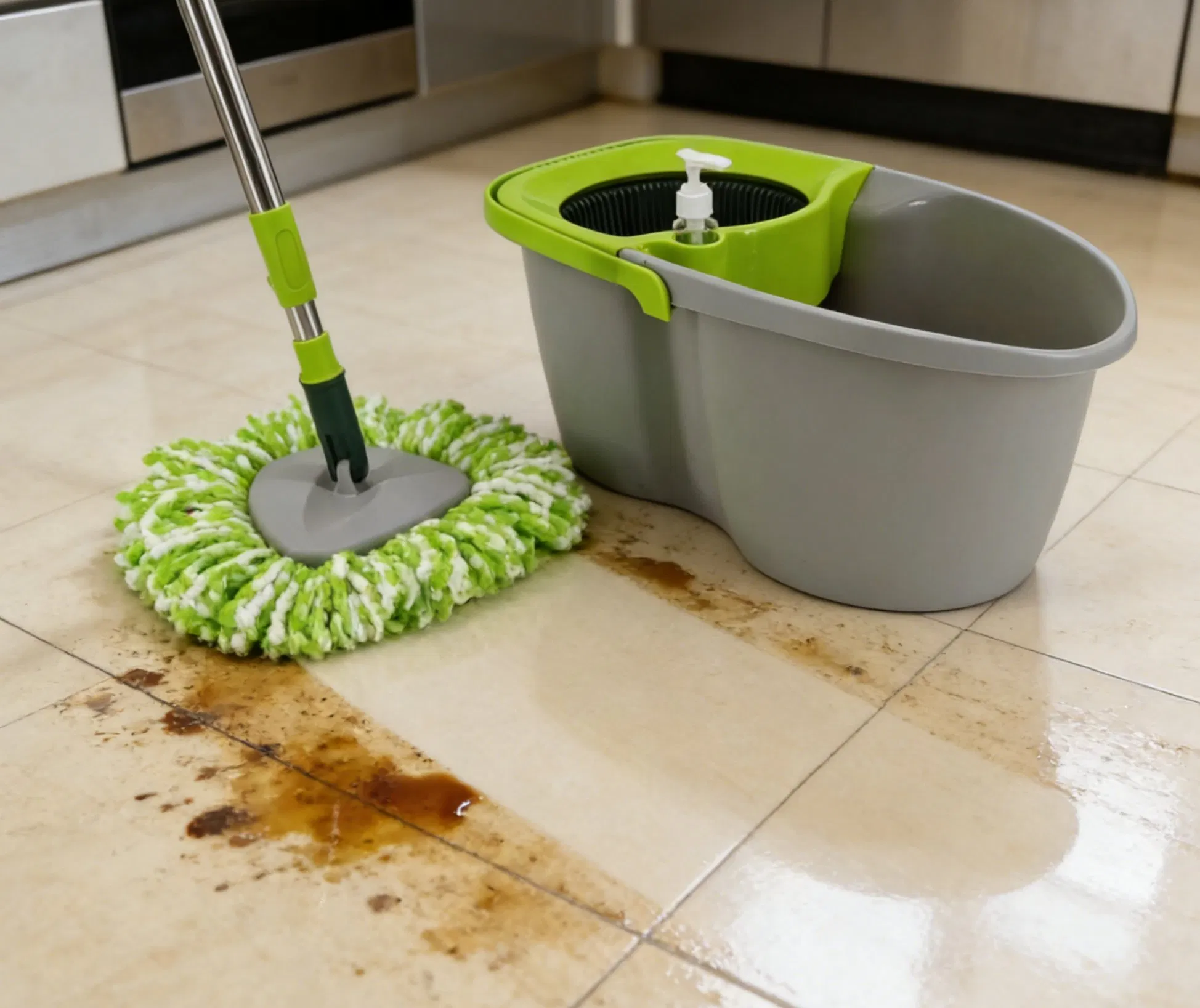 Easy Wring Spin Mop with Bucket Hands Free Floor Cleaner with Microfiber Head for Hardwood, Tile & Laminate