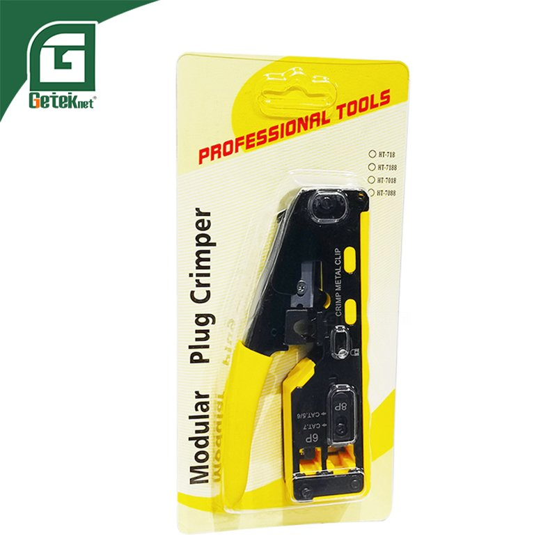 Geteknet OEM RJ45 Ethernet Cable Connector Tool Heavy Duty Cable Crimper LAN Tool Networking Crimping Tool for Pass Through RJ45 Plug