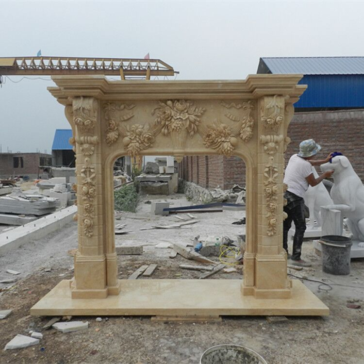 Modern European Luxury Hand Caving Natural Stone Marble Fireplace Mantel