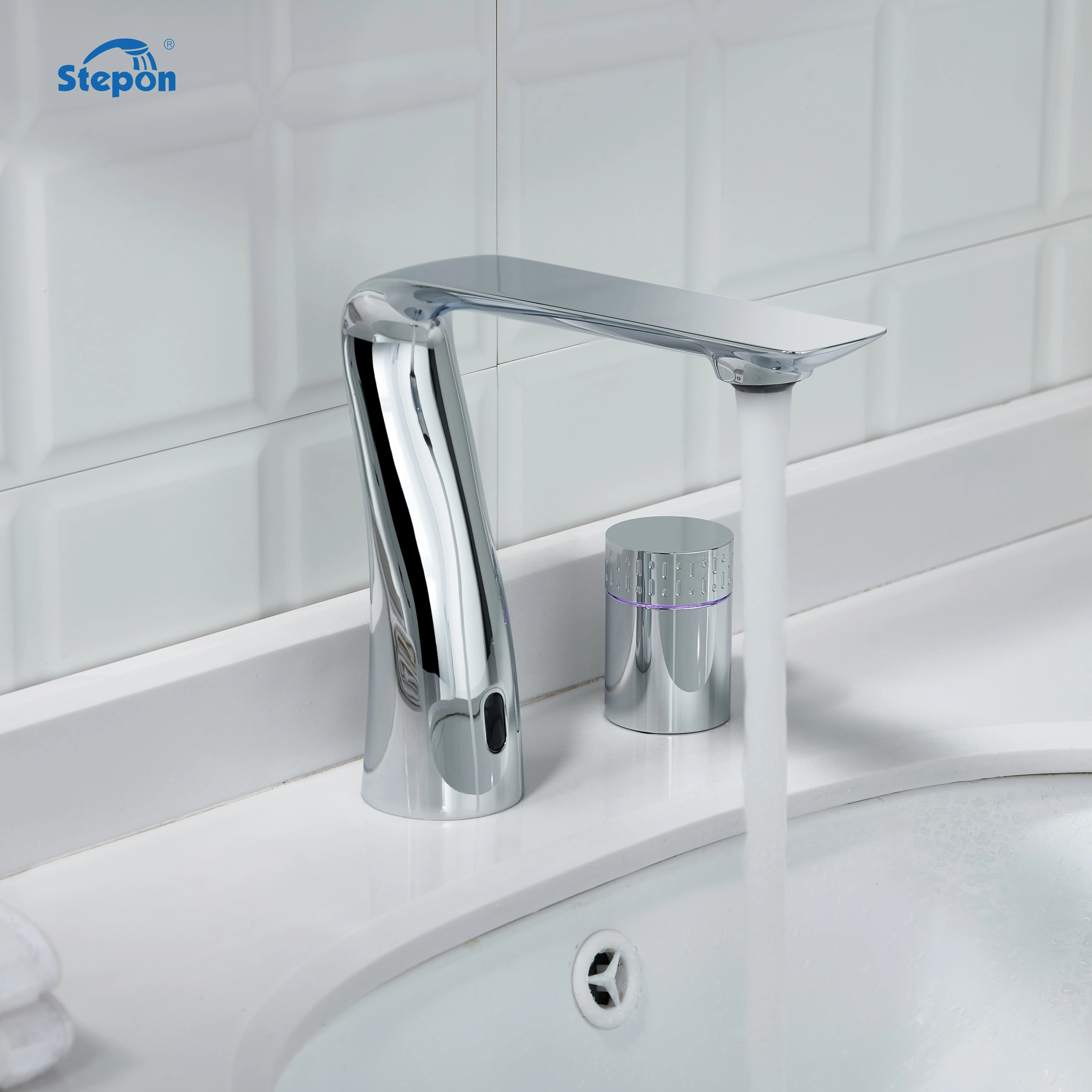 Stepon Electronic Thermostatic Faucet LED Color Temp Indicator 38c Default Touch Sensor Power Control