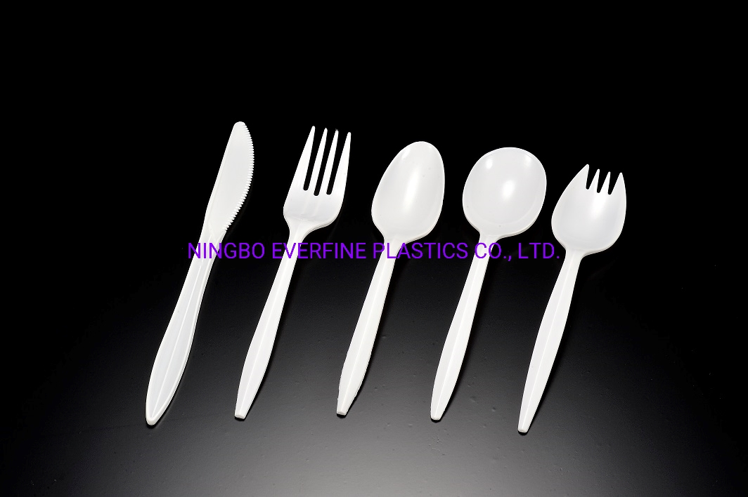 Medium Weight Plastic White / Black Teaspoon (PP)