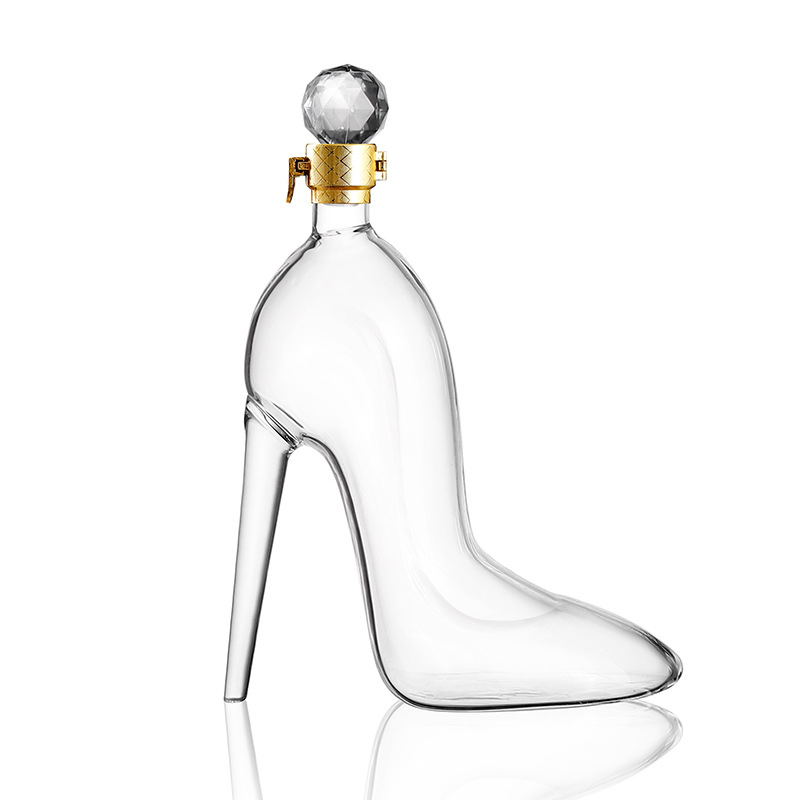 Factory Wholesale High Heel Goblet Clear Crystal Glass Wine Decanter