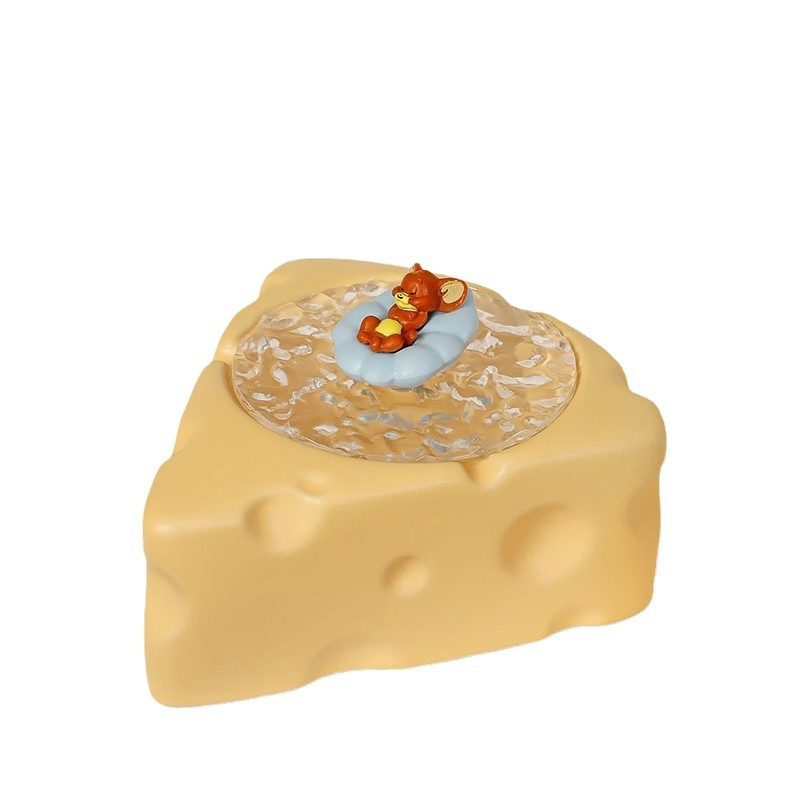 Cheese Ashtray Cute Creative Cartoon DAB Tool Anti-Flying Ashtray with Lid Mini Home Smoking Accessories