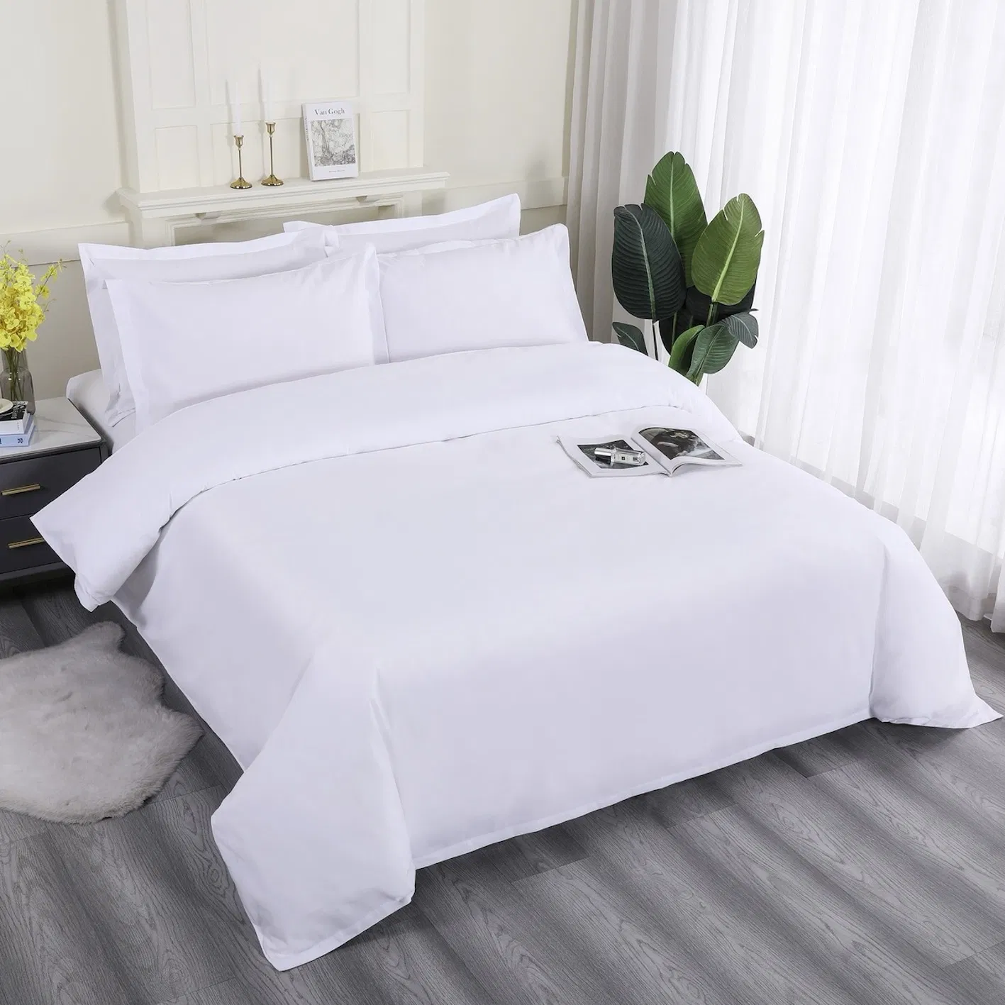 ODM/OEM King Queen Size Comforter Cover Sheet Set White Hotel Quilt Duvet Bed Cover Set Bed Linen White Bed Sheets Hotels 4 Pieces Microfiber Bedding Set