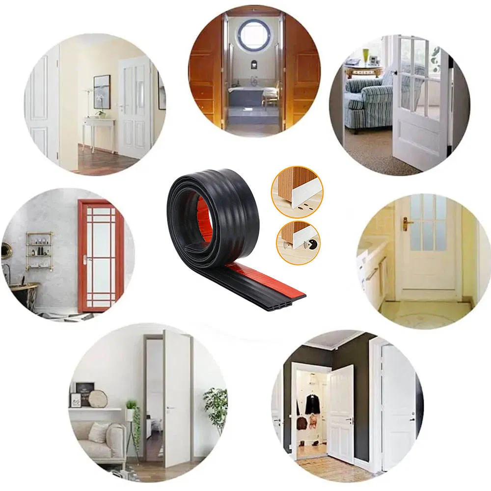 Self Adhesive Rubber Silicone Weatherstrip Door Bottom Gap Sealing Strip Sweep Draft Stopper
