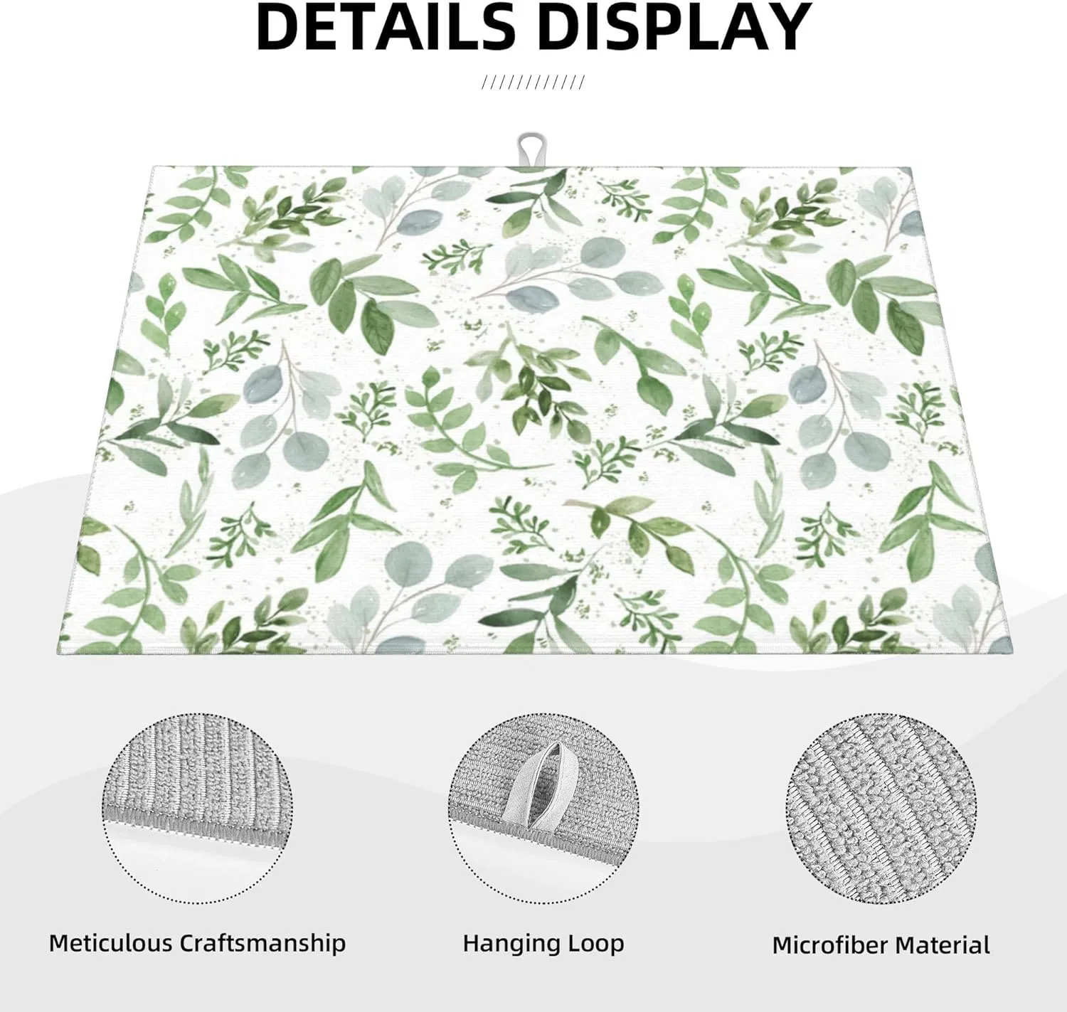 Dish Drying Mat for Kitchen Counter Microfiber Absorbent Dish Draining Reusable Washable