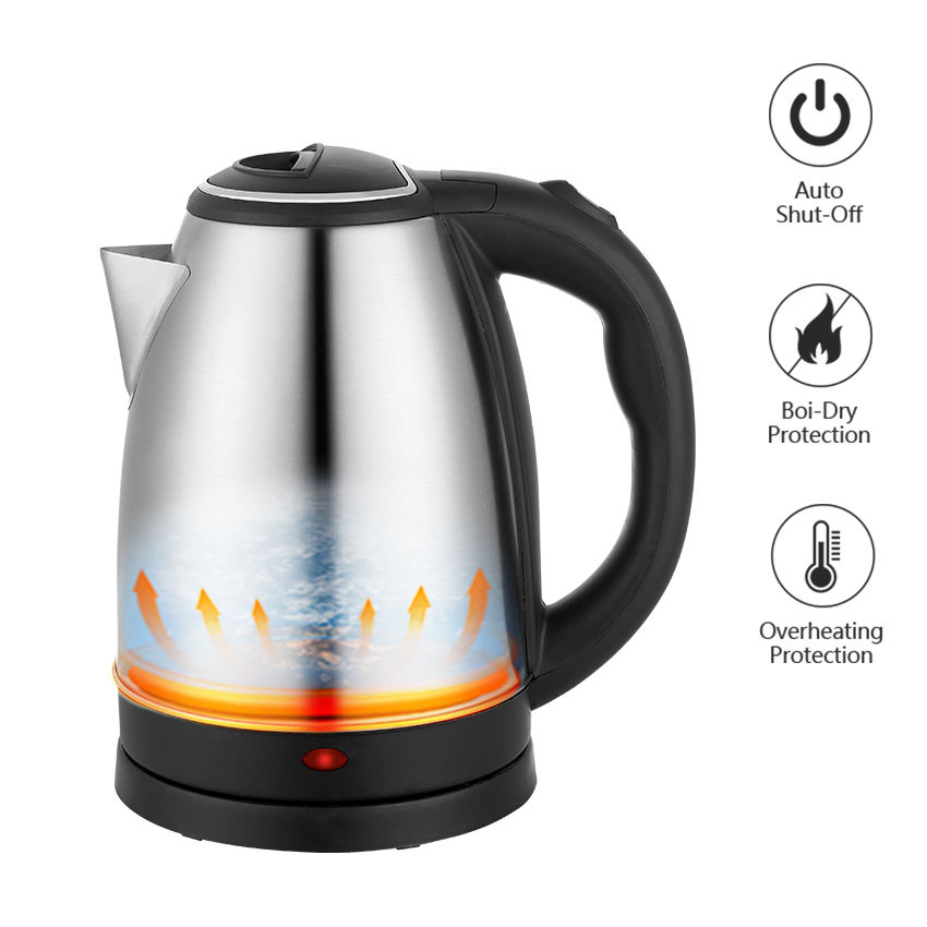 Premium Durable 1.8L Stainless Steel Cordless Automatic 1500W Fast-Heating Household Boil-Dry Protection Electric Kettle