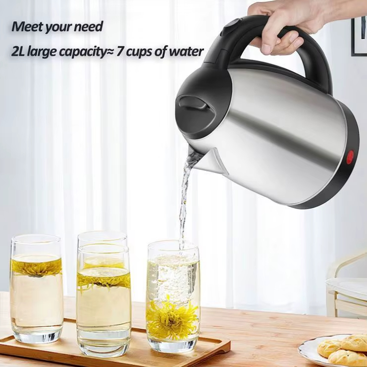 UK Three-Prong 2.0L Stainless Steel Electric Kettle