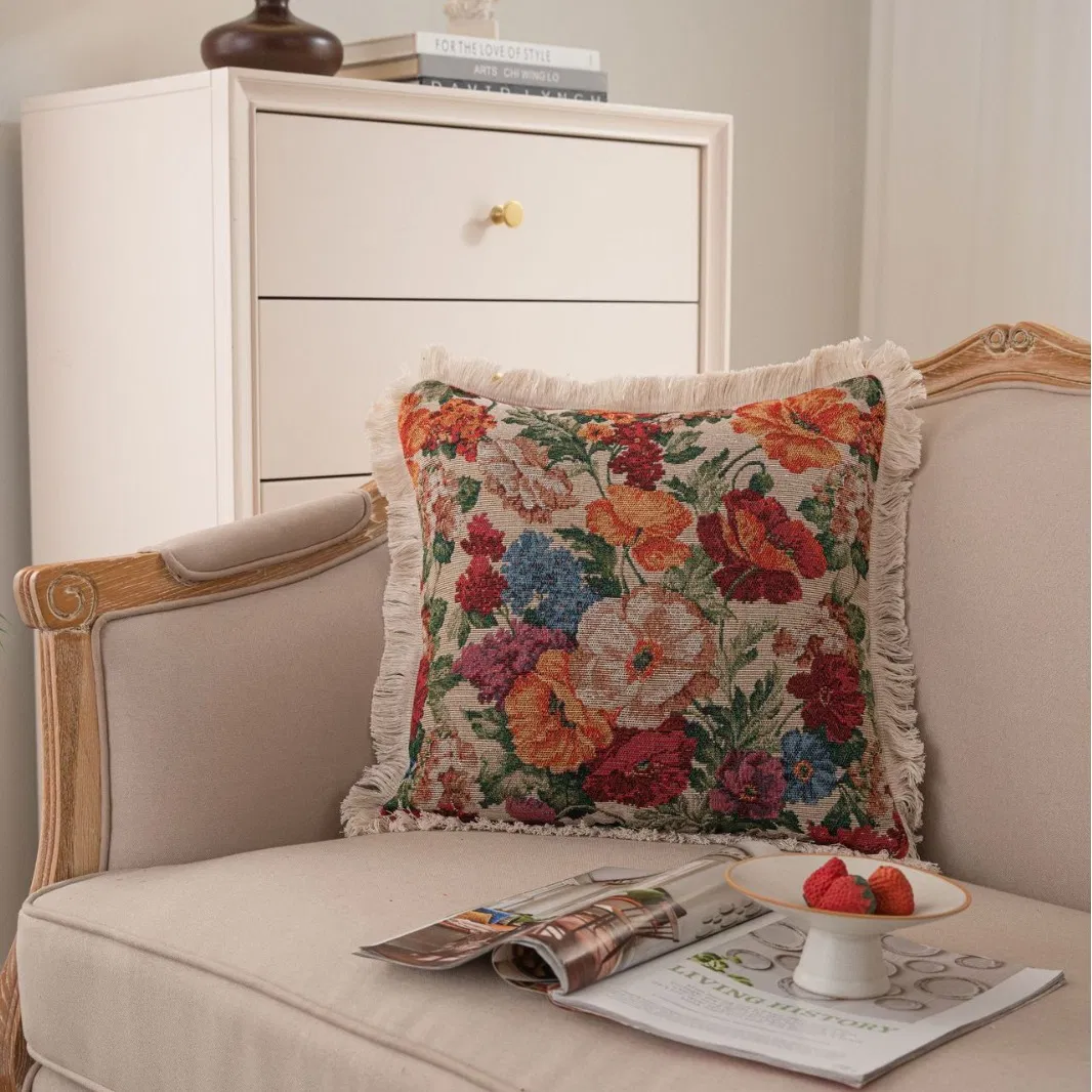 Dandelion Jacquard Decorative Throw Pillow Covers with Tassels 18X18 Inch Dandelion Pattern Pillow Covers for Spring