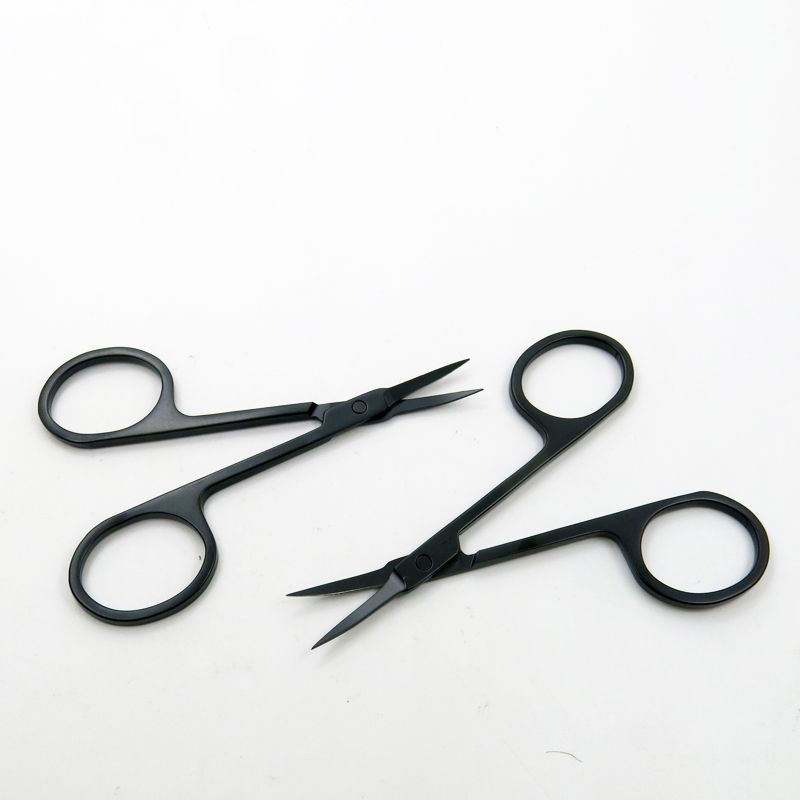 Black Color Sharp Beauty Scissors for Eyebrow Hair Cutting Facial Trimming Portable Manicure Care