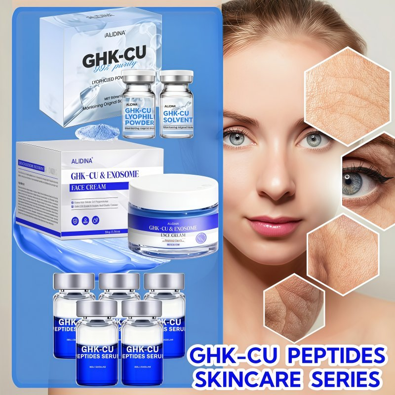 T Ghk-Cu Peptides Anti Aging Skincare Series for Collagen-Boosting Barrier Repair & Hydration Blue Copper Peptides Skincare