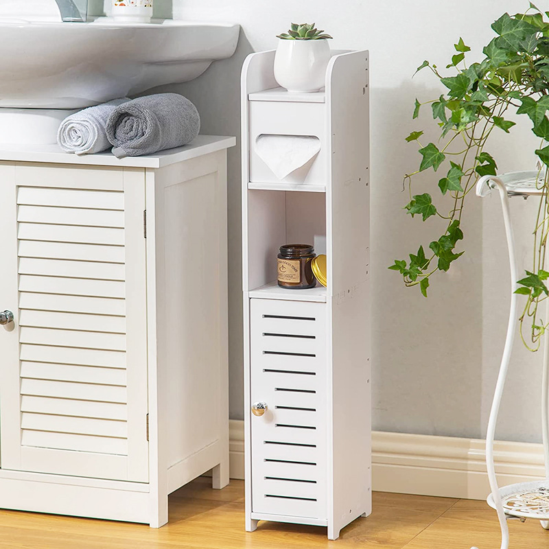 Wood Plastic Board 3-Layers Multifunctional Toilet Paper Bathroom Shelf Toilet Organizer